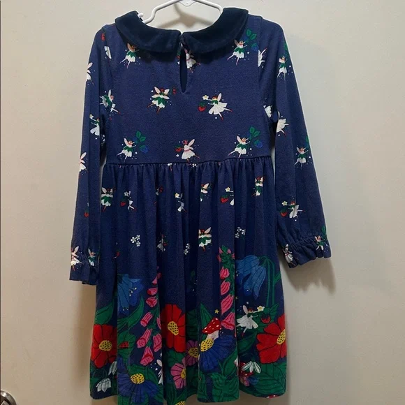Mini Boden Dark Blue Dress with Colorful Fairy 🧚‍♀️ & Floral Design Size 5-6 Y - Picture 8 of 10